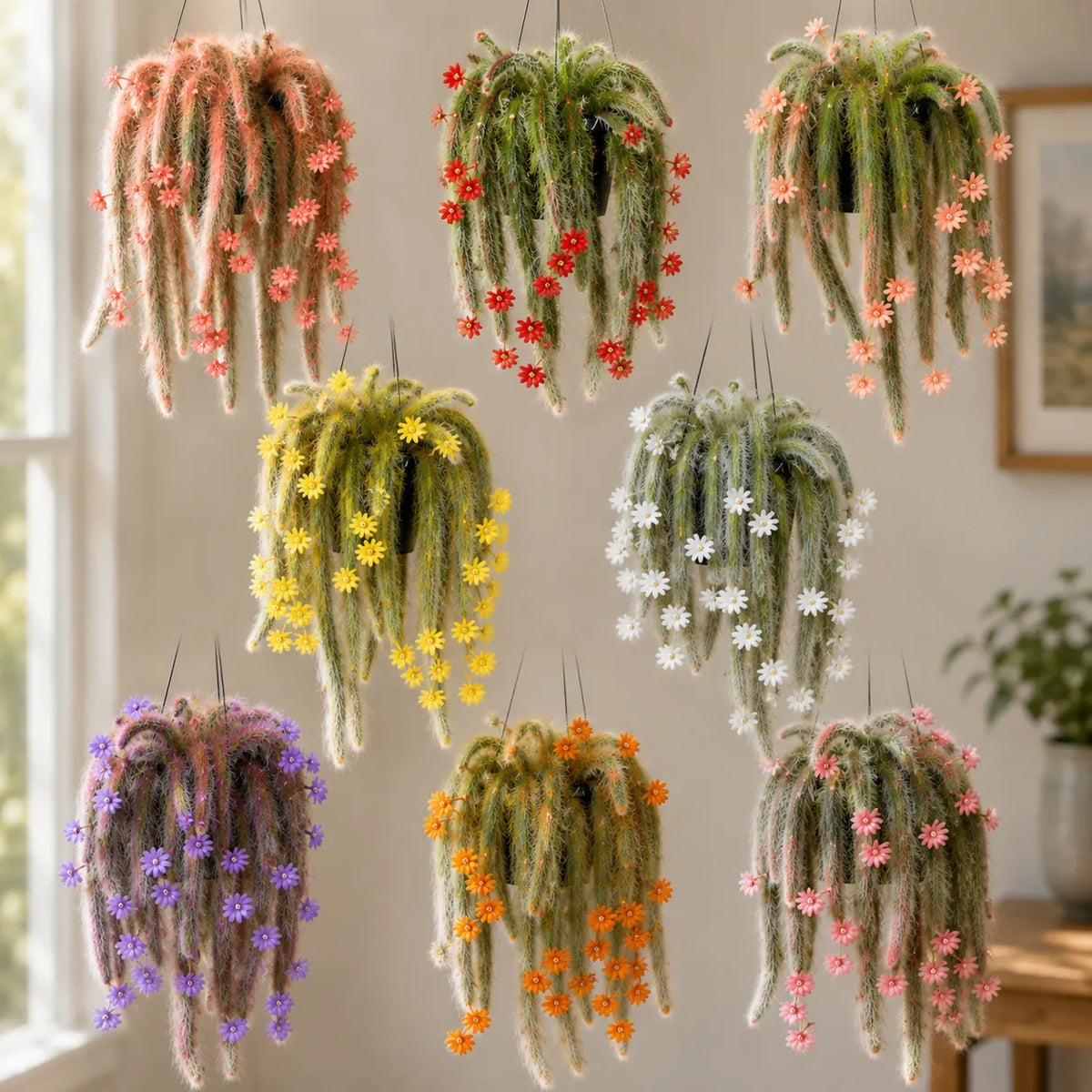 🌵 Rare Rainbow Monkey Tail Cactus Bulbs – Stunning Trailing Beauty for Home & Garden
