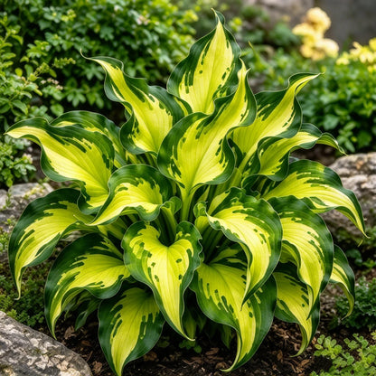 🔥 Rare Fireburst Hosta Bulbs – Eye-Catching Flame-Like Multicolor Foliage