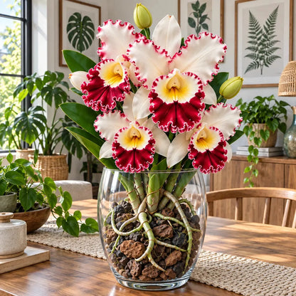 💎 Rare Ruffled Cattleya Orchid Rooted Pseudobulbs – Giant Exotic Bloom