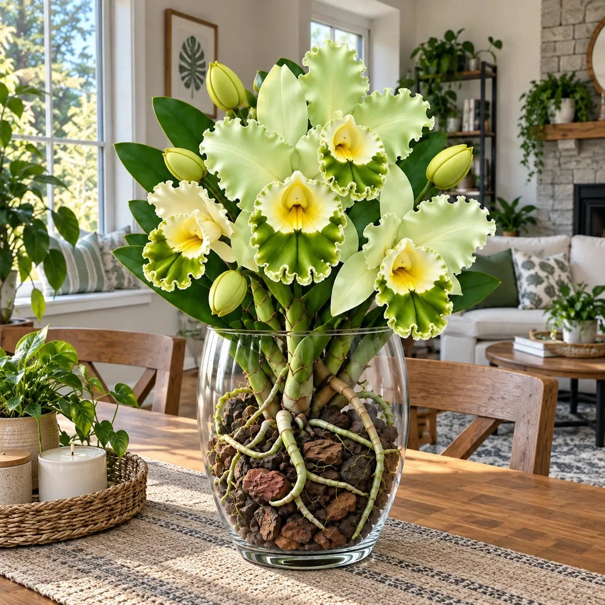 💎 Rare Ruffled Cattleya Orchid Rooted Pseudobulbs – Giant Exotic Bloom