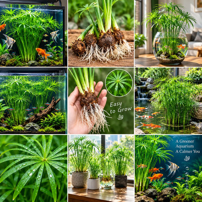 🌿Water Bamboo Bulbs-Hydroponic Umbrella Plant – Natural Water Purifier for Aquariums. Turtle Tanks & Ponds
