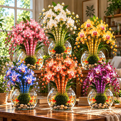 🌸 Rare Hydroponic Bamboo Orchid Moss Ball – Inspired Stems in a Beautiful Water Garden Display.
