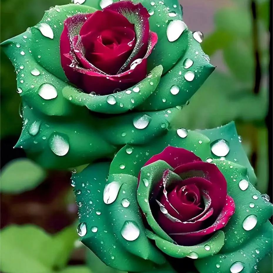 Ruby Green Twin Roses