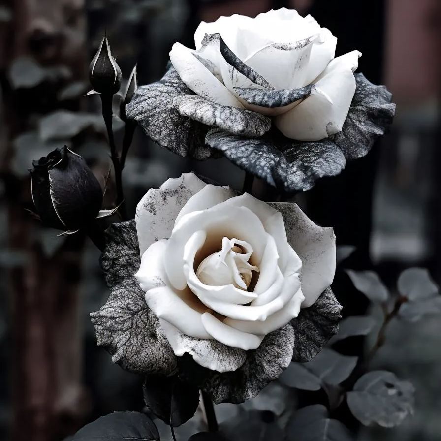 🎉Limited time discount🌞Black and White Cruella Twin Roses Seeds